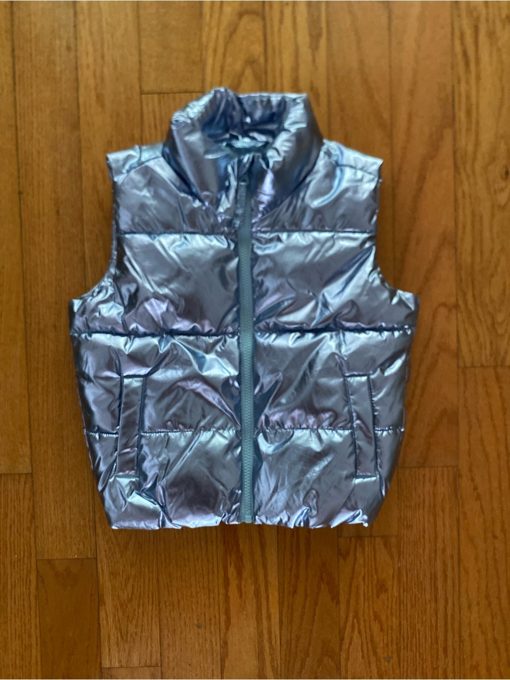 Old Navy Metallic Silver Puffer Vest for Kids